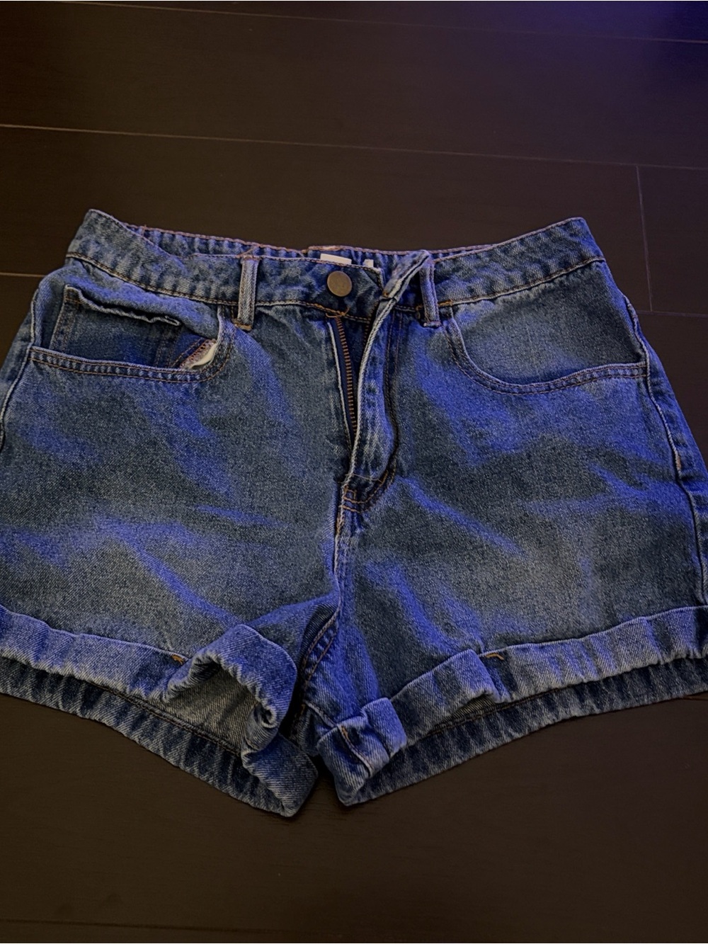 Classic High-Rise Blue Denim Shorts